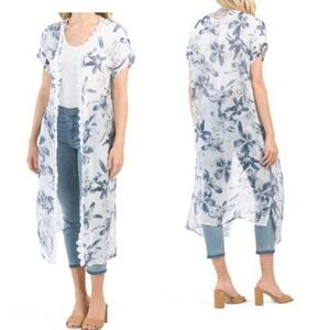 Blue and White Oversized Tunic Top